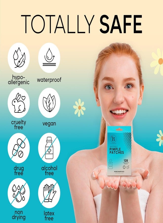 BLOOMORA Large Pimple Patches for Face, Hydrocolloid Acne Patches, Variety Shapes Zit Stickers, Acne Spot Treatment, Blemish Spot Treatment, Round, Moon, Rectangle, Oval (6 Sizes, 128 Count) - Image 5